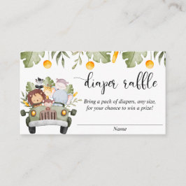 サファリ動物ジャングルテーマおむつラッフルカード エンクロージャーカード