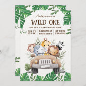 サファリ動物ジャングルパーティー招待状 招待状 (正面/裏面)