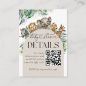 サファリ動物ジャングルベビーシャワー詳細qrcode エンクロージャーカード (正面)