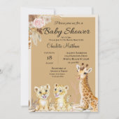 サファリ動物ジャングルベビーシャワー 招待状 (正面)