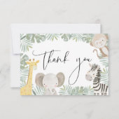 サファリ動物ジャングルワイルドワンベビーシャワー サンキューカード (正面)