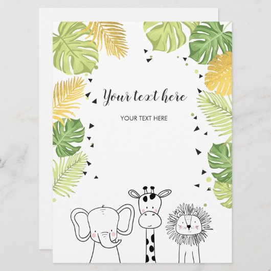 サファリ動物ジャングル動物園がワイルドカードを挿入 招待状 (正面/裏面)