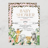 サファリ動物チーター柄ベビーシャワー 招待状 (正面/裏面)