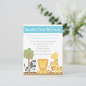 サファリ動物テーマ初の誕生日パーティー 招待状 (スタンド正面)