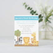 サファリ動物テーマ初の誕生日パーティー 招待状 (スタンド正面)