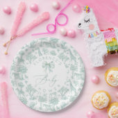 サファリ動物トイレグリーンベビーシャワー ペーパープレート (パーティー)