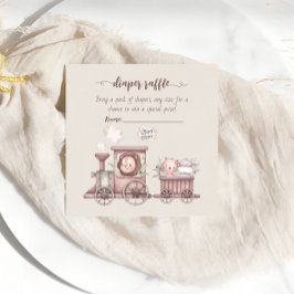 サファリ動物トレインベビーシャワーおむつ エンクロージャーカード