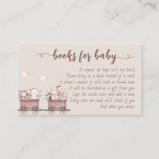 サファリ動物トレインベビーシャワーブックエンクロージャー エンクロージャーカード (正面)