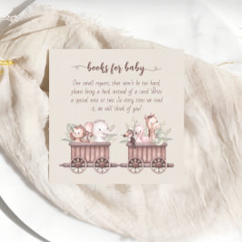 サファリ動物トレインベビーシャワーブック エンクロージャーカード