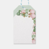 サファリ動物トロピカルグリーンピンクベビーガールシャワー ギフトタグ (裏面)