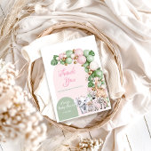 サファリ動物トロピカルグリーンピンクベビーガールシャワー サンキューカード