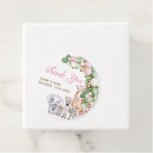 サファリ動物トロピカルグリーンピンクベビーガールシャワー フェイバータグ (インサイチュ)