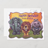 サファリ動物ハッピーバースデーはがき ポストカード (正面/裏面)