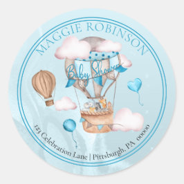 サファリ動物バルーン赤ちゃんシャワー差出人住所 ラウンドシール