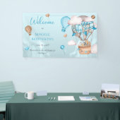 サファリ動物バルーン青い男の子の赤ちゃんシャワー 横断幕 (トレードショー)