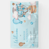 サファリ動物バルーン青い男の子の赤ちゃんシャワー 横断幕 (縦)