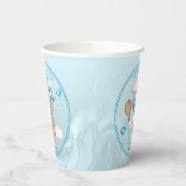 サファリ動物バルーン青い男の子の赤ちゃんシャワー 紙コップ (左)