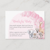 サファリ動物ピンクボホベビーガールシャワーおむつ エンクロージャーカード (正面)