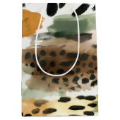 サファリ動物ファープリントアフリカ野生動物パターン ミディアムペーパーバッグ (正面)