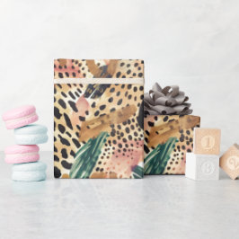 サファリ動物ファープリントパターンサバンナボホ ラッピングペーパー