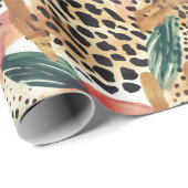 サファリ動物ファープリントパターンサバンナボホ ラッピングペーパー (ロールコーナー)