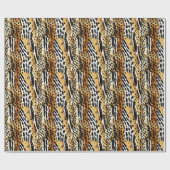 サファリ動物ファープリントパターンワイルドライフボホ ラッピングペーパー (フラット)