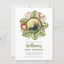 サファリ動物フォトジャングル緑1歳の誕生日