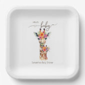 サファリ動物フローラキリン母ベビーシャワー ペーパープレート (正面)