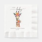 サファリ動物フローラキリン母ベビーシャワー 縁ありランチョンナプキン (正面)