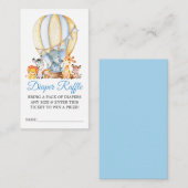 サファリ動物ブルーバルーンシャワーおむつラッフル エンクロージャーカード (正面/裏面)