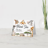サファリ動物ベイビーシャワー サンキューカード (正面)