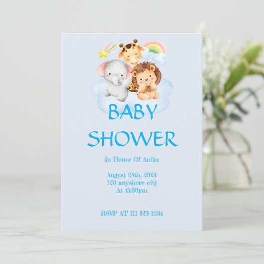 サファリ動物ベビシャワー招待状 招待状 (スタンド正面)