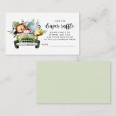 サファリ動物ベビーシャワーおむつラッフル エンクロージャーカード (正面/裏面)