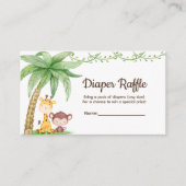 サファリ動物ベビーシャワーおむつラッフル エンクロージャーカード (正面)