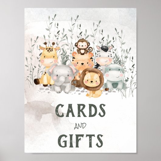サファリ動物ベビーシャワーカード&ギフトポスター ポスター (正面)