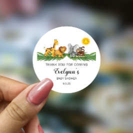 サファリ動物ベビーシャワークラシックラウンドステッカー ラウンドシール