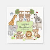 サファリ動物ベビーシャワーパーティーテーブル スタンダードカクテルナプキン (正面)