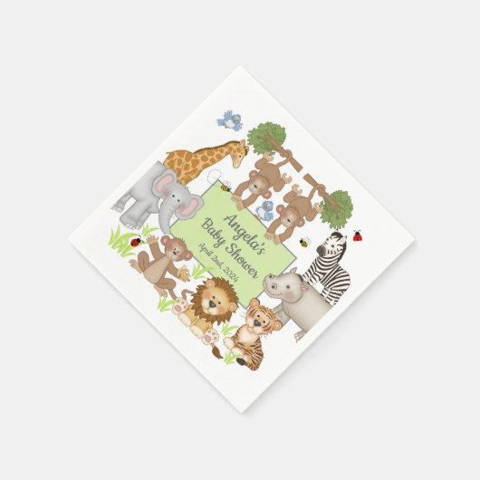 サファリ動物ベビーシャワーパーティーテーブル スタンダードカクテルナプキン (角)