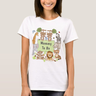 サファリ動物ベビーシャワーパーティーママになる Tシャツ