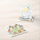 サファリ動物ベビーシャワーパーティー食器 スクエアペーパーコースター (インサイチュ)