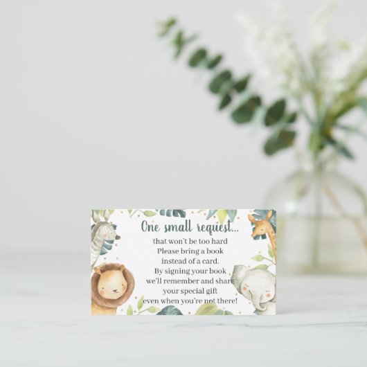 サファリ動物ベビーシャワー予約リクエストカード エンクロージャーカード (スタンド正面)