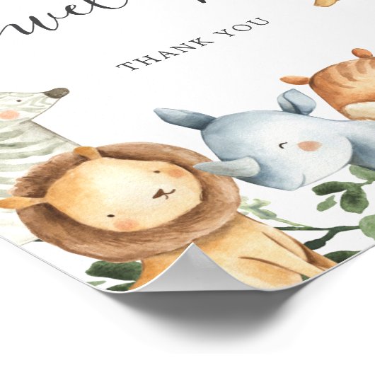 サファリ動物ベビーシャワー住所エンベロープサイン ポスター (角)