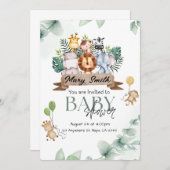 サファリ動物ベビーシャワー招待状 招待状 (正面/裏面)