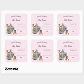 サファリ動物ベビーシャワー蔵書票シール スクエアシール (シート)