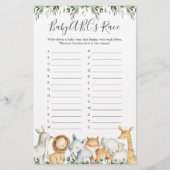 サファリ動物ベビーシャワーABCのレースゲーム (正面)