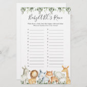 サファリ動物ベビーシャワーABCのレースゲーム (正面/裏面)