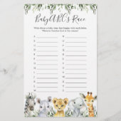 サファリ動物ベビーシャワーABCのレースゲーム (正面)