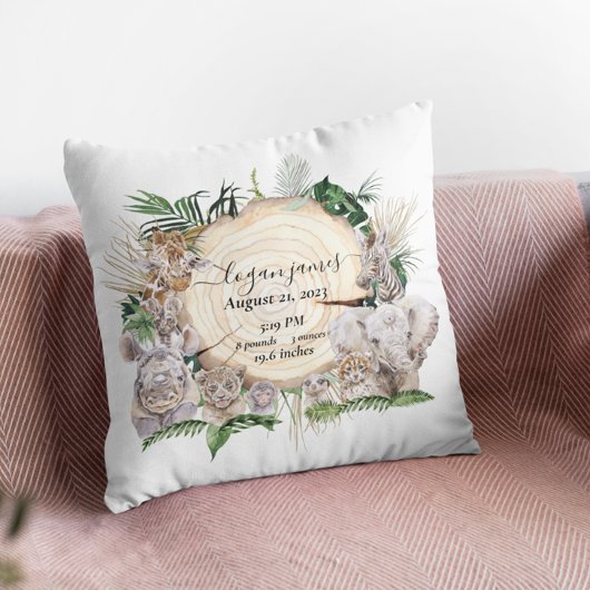 サファリ動物ベビージャングルベビー誕生統計 クッション