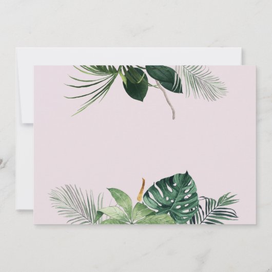 サファリ動物ベビーピンクジャングルシャワー 招待状 (裏面)