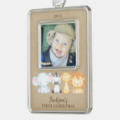 サファリ動物ベビー初 シルバープレートフレームオーナメント (左)